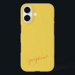 Coque Pour iPhone 16 Nom de lettre main minimaliste Jaune et orange<br><div class="desc">Nom de la lettre à la main minimaliste Boîtier téléphonique personnalisé jaune et orange</div>