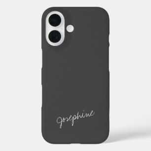 Coque Pour iPhone 16 Nom de lettre main minimaliste noir blanc personna