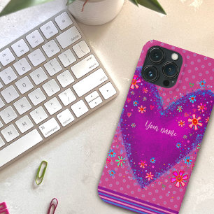 Case-Mate iPhone Case Nom de l'inspiribilité du coeur floral pourpre
