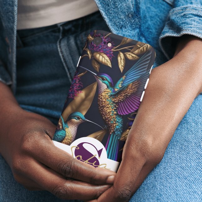 Coques Case-Mate iPhone Nom de l'oiseau floral moderne (Créateur téléchargé)
