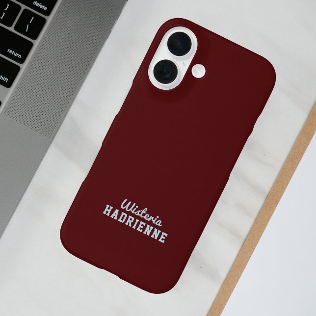 Coques Case-Mate iPhone Nom de monogramme de sport bleu burgundy foncé mod (Créateur téléchargé)