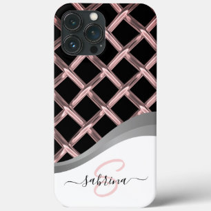Case-Mate iPhone Case Nom de monogramme élégant et classe en métal noir
