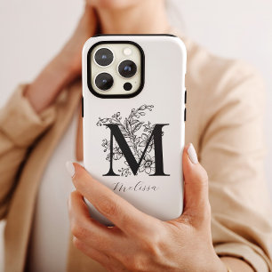 Coque Case-Mate iPhone Nom de monogramme floral botanique vintage
