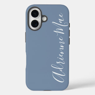Coque Pour iPhone 16 Nom de monogramme simplement personnalisé bleu pou