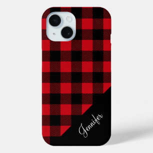 Coque Case-Mate iPhone Nom de motif carreaux rouge moderne