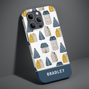 Coque Case-Mate iPhone Nom de motif de maison minimaliste d'aquarelle mod