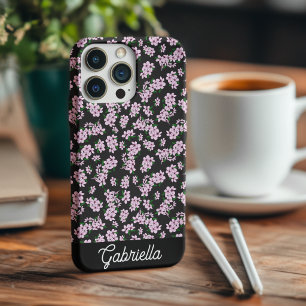 Coque Case-Mate iPhone Nom de motif floral de fleur de cerisier rose