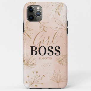 Case-Mate iPhone Case Nom de patronne fille rose et or tendance