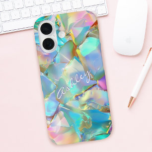 Coque Pour iPhone 16 Nom de script blanc sur fond opale
