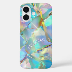 Coque Pour iPhone 16 Nom de script blanc sur l'Arrière - plan Opal