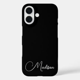 Coque Pour iPhone 16 Nom de script minimaliste noir personnalisé