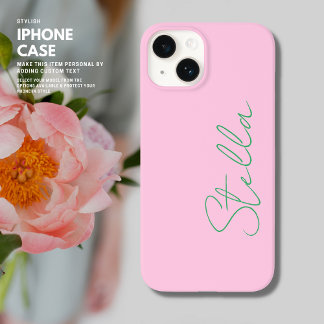 Coque Case-Mate iPhone Nom de script minimaliste tendance vert et rose