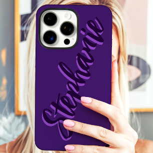 Coque iPhone 16 Pro Max Nom de script minimaliste violet moderne
