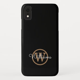Case-Mate iPhone Case Nom de script monogramme noir or moderne