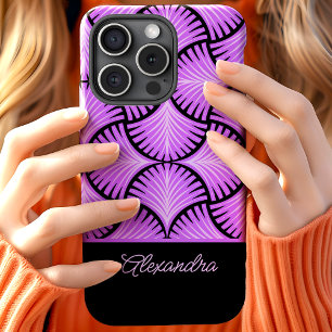 Coque Case-Mate iPhone Nom de script Palmiers Gatsby Rétro Noir Violet de