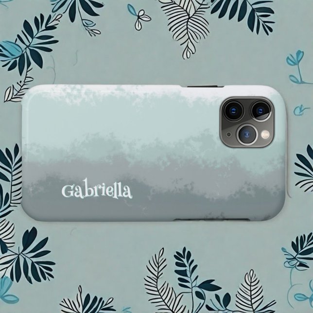 Coques Case-Mate iPhone Nom de script simple ombre turquoise moderne ligne (Créateur téléchargé)