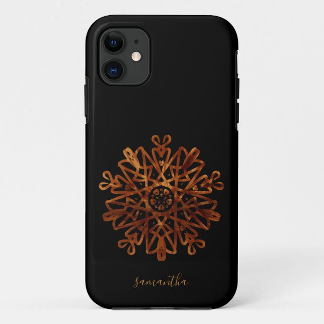 Coques Case-Mate iPhone Nom de signature personnalisé | Doré Orné (Dos)