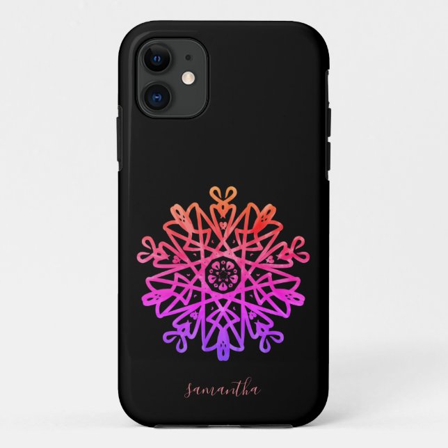 Coques Case-Mate iPhone Nom de signature personnalisé | Rose violet orange (Dos)
