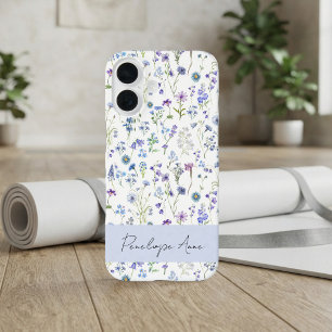 Coque Pour iPhone 16 Nom de style calligraphié fleur sauvage aquarelle
