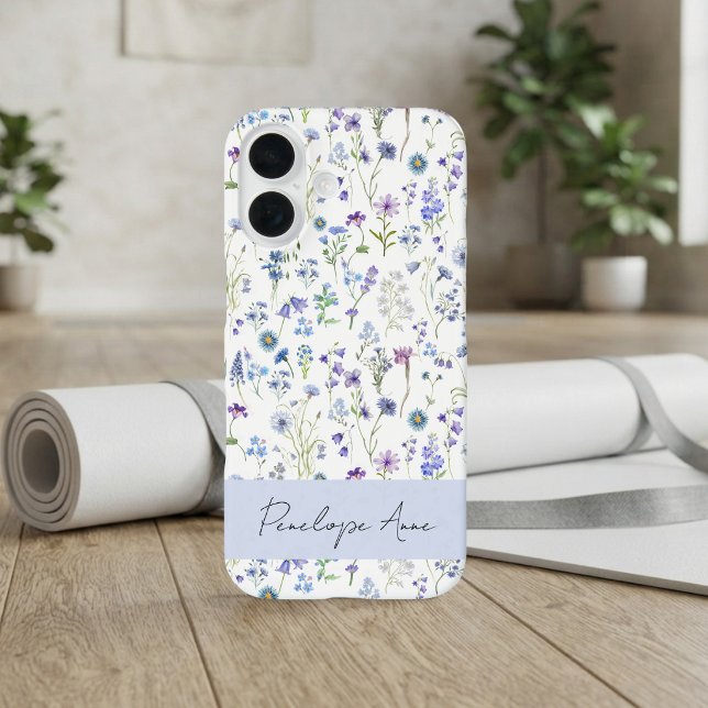 Coques Case-Mate iPhone Nom de style calligraphié fleur sauvage aquarelle  (Créateur téléchargé)