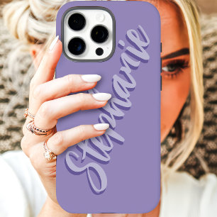 Coque iPhone 16 Pro Max Nom de style minimal poussiéreux moderne violet
