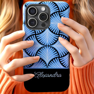 Coque Case-Mate iPhone Nom de style rétro Gatsby Palmiers Noir Bleu des a