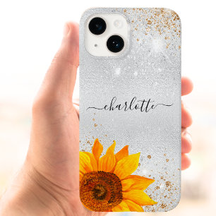 Coque Case-Mate iPhone Nom de tournesol parties scintillant argenté