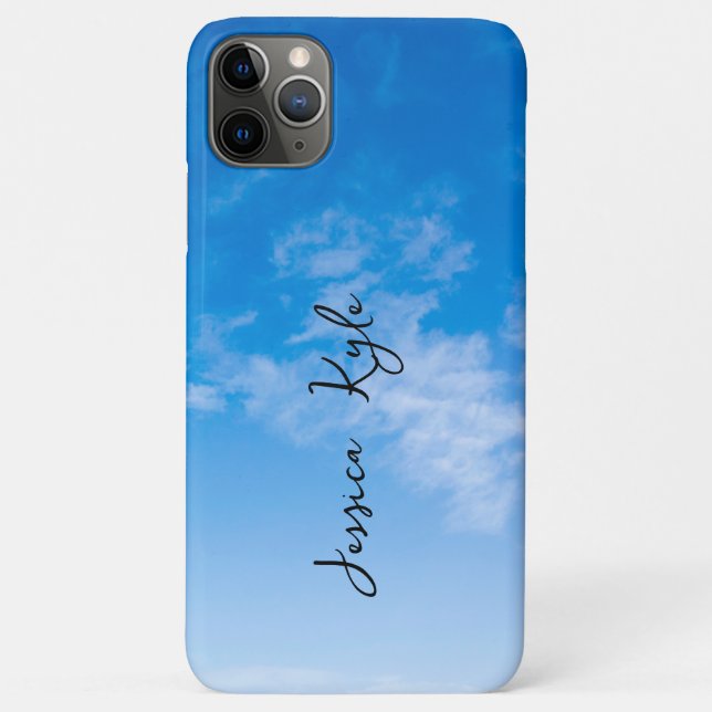 Coques Case-Mate iPhone Nom de typographie simple élégante du ciel bleu (Dos)