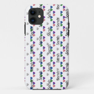 Case-Mate iPhone Case Nom des coeurs de Parties scintillant de fille