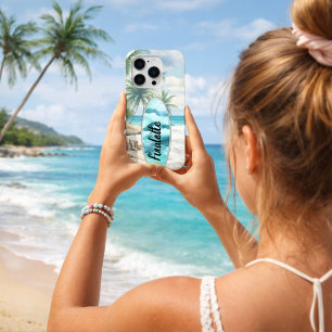 Coque iPhone 16 Pro Nom des palmiers de plage de surbord