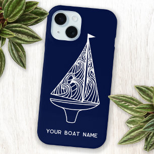 Coque Case-Mate iPhone Nom du bateau à voiles Nautique Marine Bleue