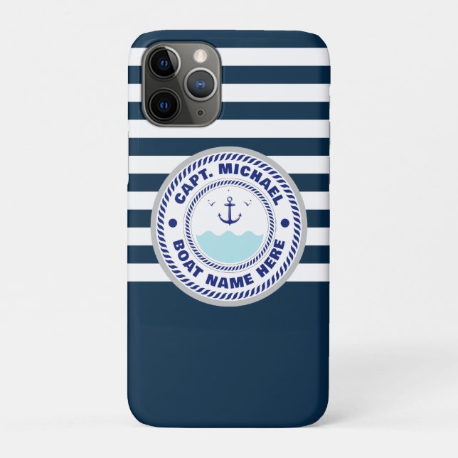 Coques Case-Mate iPhone Nom du bateau d'Ancre nautique du capitaine person (Dos)