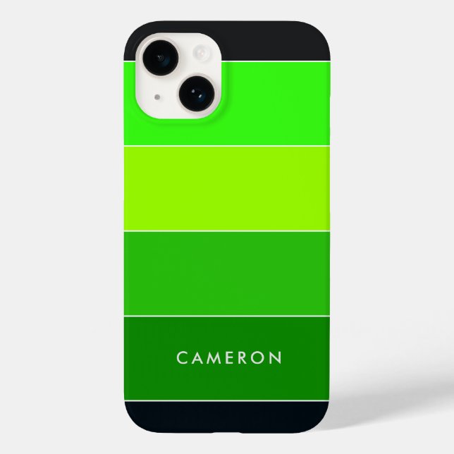 Coques Case-Mate iPhone Nom du bloc de couleur Bandes vert noir (Verso)