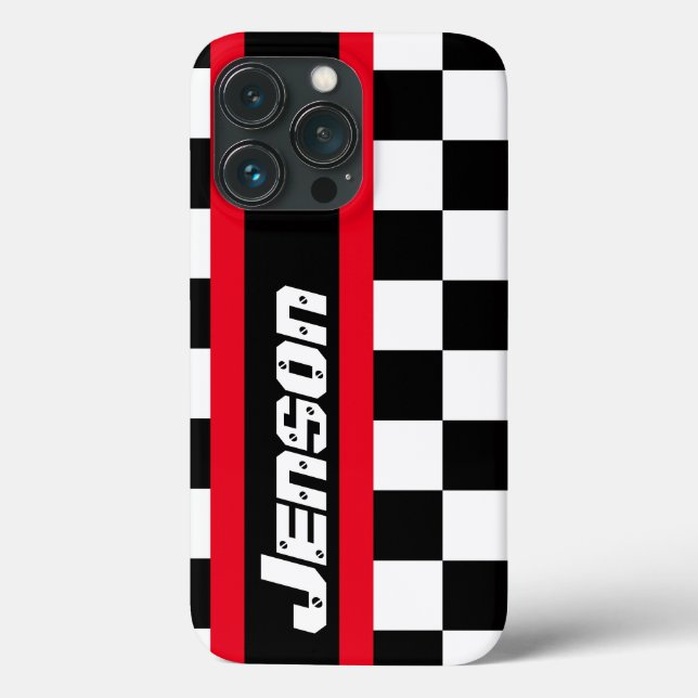Coques Case-Mate iPhone Nom du drapeau à damiers sport automobile de cours (Verso)