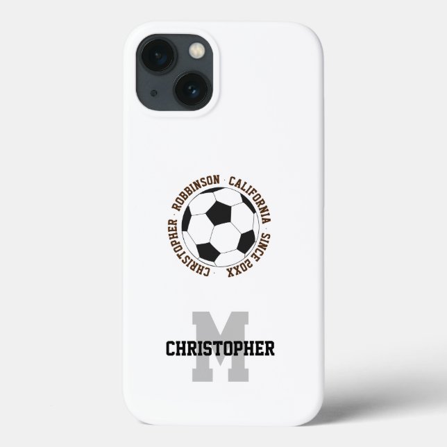 Coques Case-Mate iPhone Nom du football texte personnalisé initial (Verso)