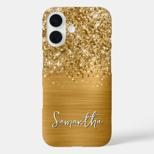 Coque Pour iPhone 16 Nom du glamour doré Glittery