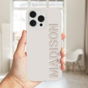 Coque iPhone 16 Pro Max Nom du monogramme beige moderne