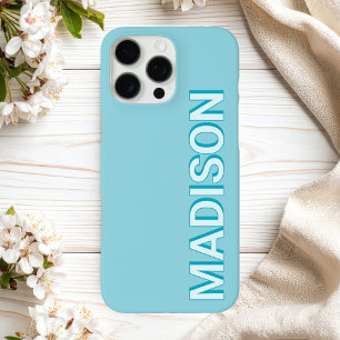 Coque iPhone 16 Pro Max Nom du monogramme bleu moderne