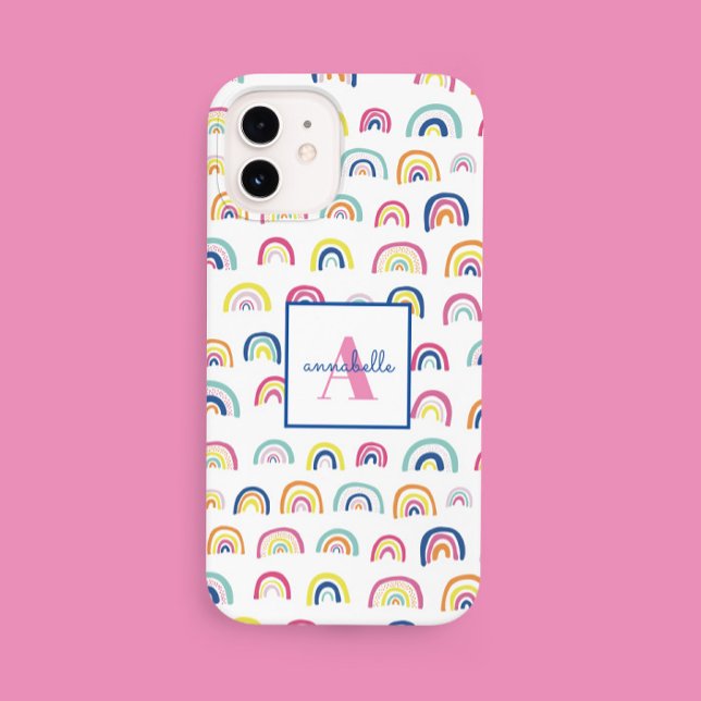 Coques Case-Mate iPhone Nom du monogramme Boho Rainbow (Créateur téléchargé)