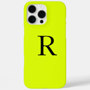 Coque iPhone 16 Pro Max Nom du monogramme Chartreuse jaune néon