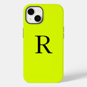 Coque Case-Mate iPhone Nom du monogramme Chartreuse jaune néon