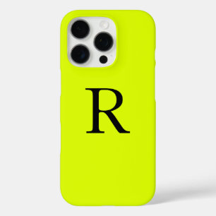 Coque iPhone 16 Pro Nom du monogramme Chartreuse jaune néon