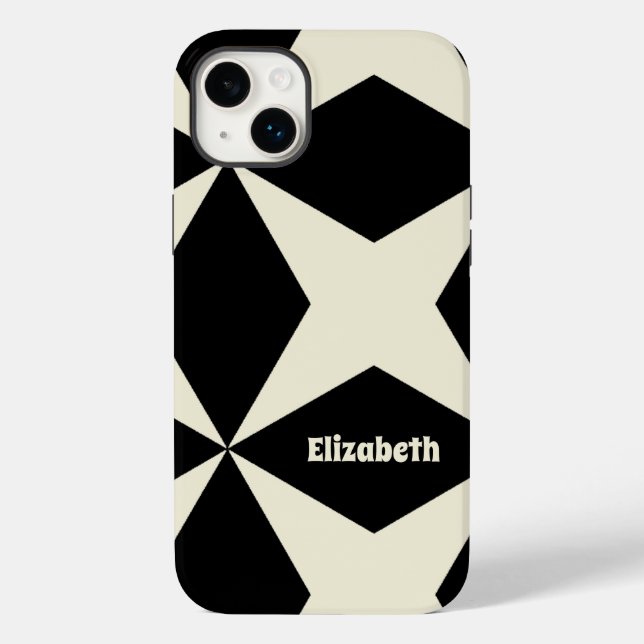 Coques Case-Mate iPhone Nom du monogramme Cool Rétro Motif géométrique Noi (Verso)