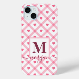 Coque Case-Mate iPhone Nom du monogramme Cute Girly Pink Heart