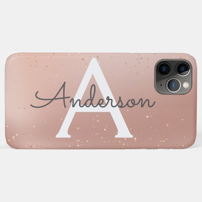 Coques Case-Mate iPhone Nom du monogramme de la Parties scintillant rose (Dos (Horizontal))