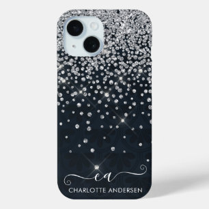 Coque Case-Mate iPhone Nom du monogramme de Parties scintillant noire et