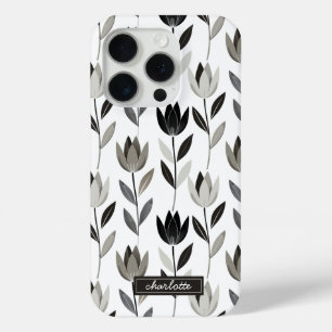 Coque Case-Mate iPhone Nom du monogramme des tulipes de saumon kéta dessi
