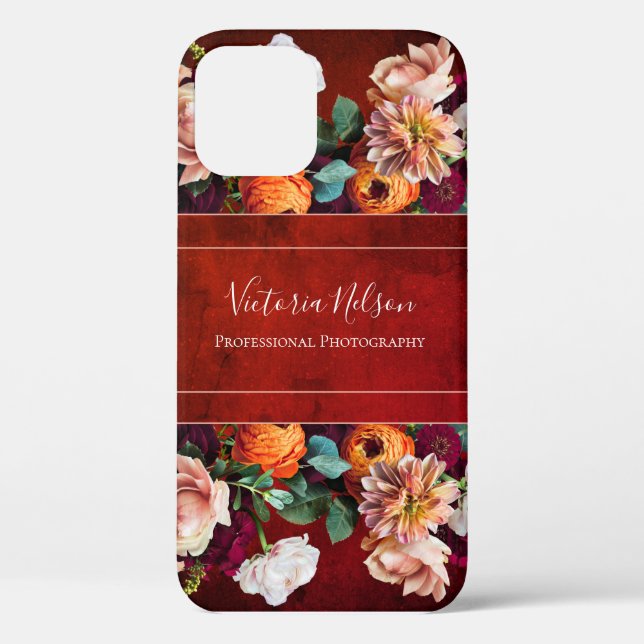 Coques Case-Mate iPhone Nom du monogramme Elégant Floral Botanical Rustic  (Verso)