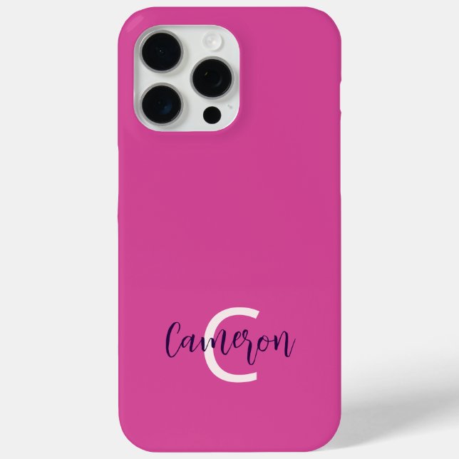 Coques Case-Mate iPhone Nom du monogramme Feminine Solide Rose (Verso)