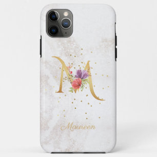 Case-Mate iPhone Case Nom du monogramme floral Lettre M initiale Personn